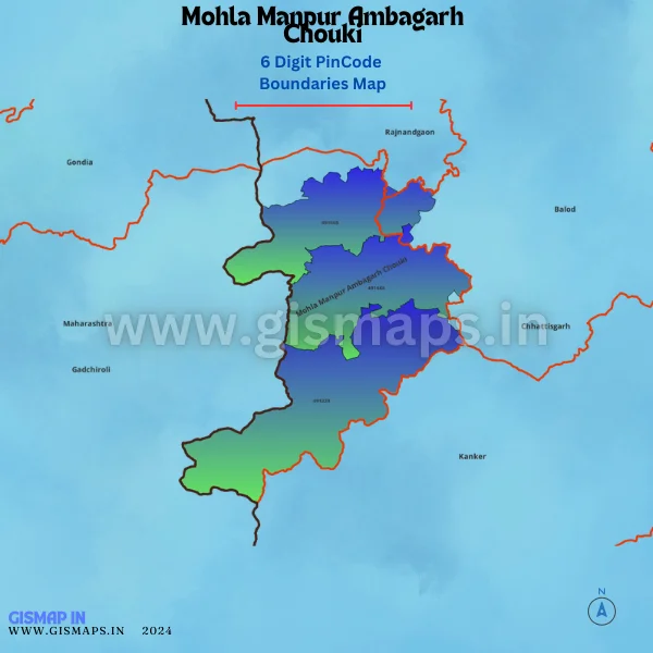 Mohla Manpur Ambagarh Chouki Pincode Boundaries Map (Chhatisgarh)